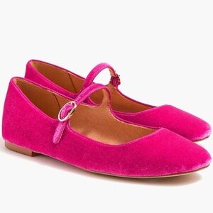 J Crew Velvet Mary Jane Ballet flats Pink size 7